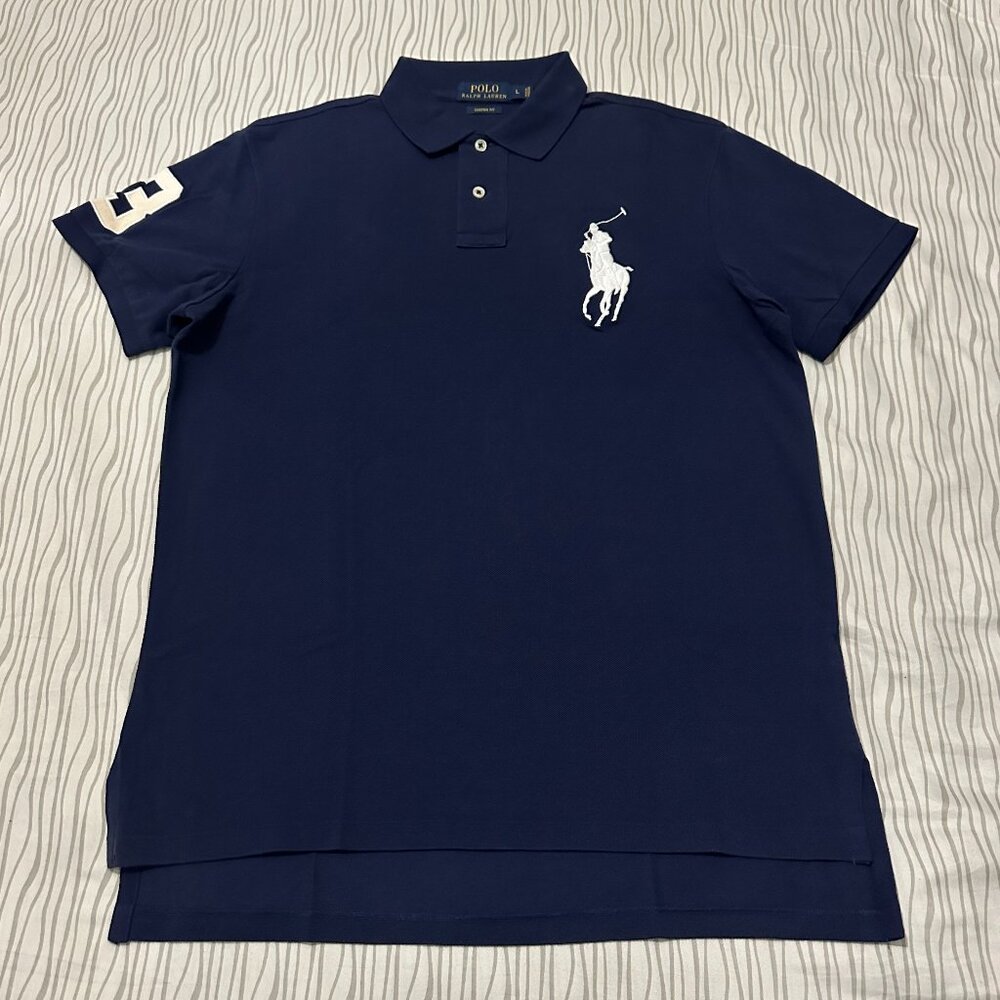 Polo Ralph Lauren Golf Shirt BIG PONY Short Sleeve Custom Fit Big Polo Navy